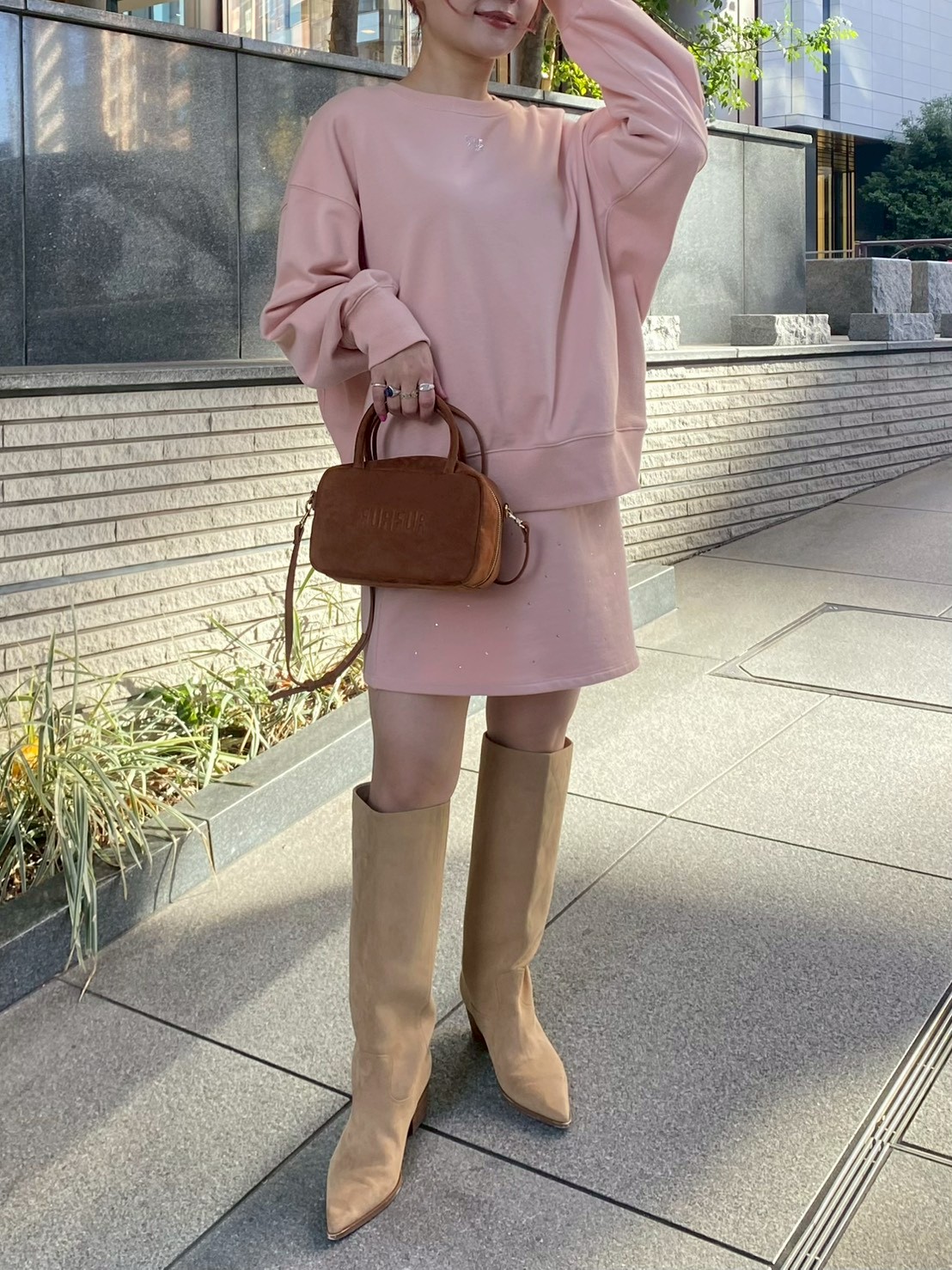 アメリヴィンテージ ファーカラーブロックスウェット クリスタルロゴスウェットセットアップ(セットアップ)｜ワンピース