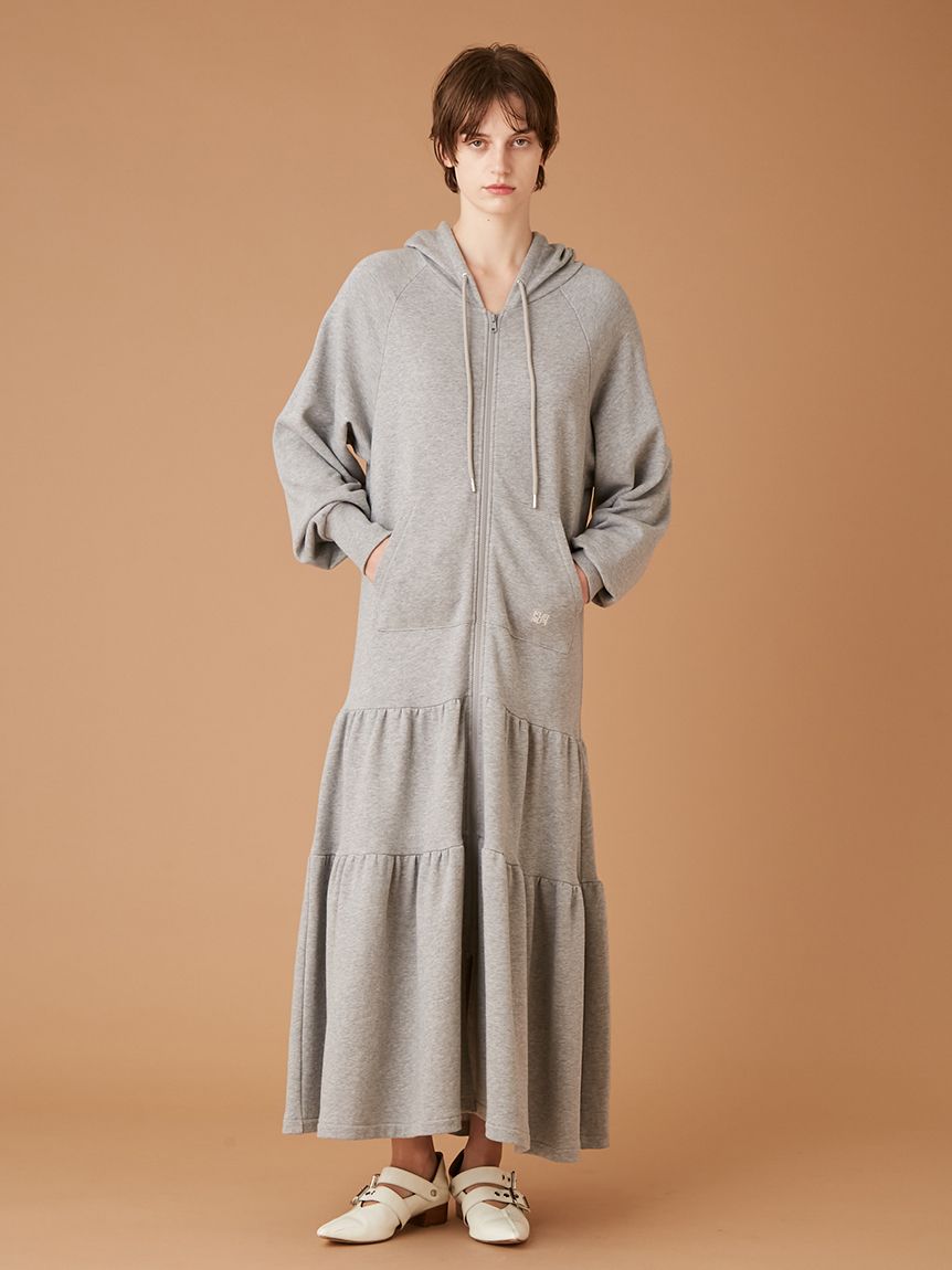 フーディーティアードワンピース(ロングワンピース)｜ワンピース