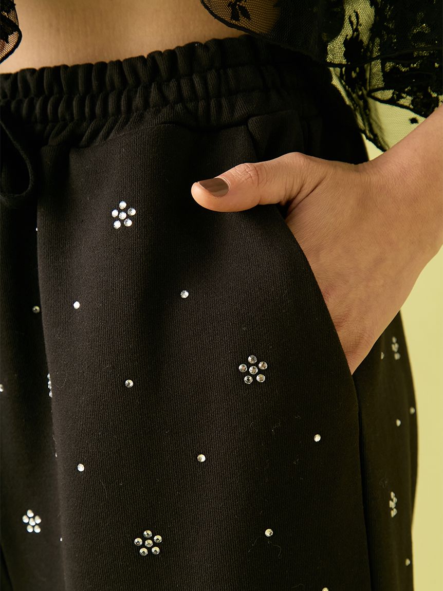 限定カラー】ビジュー付きスウェットパンツ(ロングパンツ)｜ボトムス