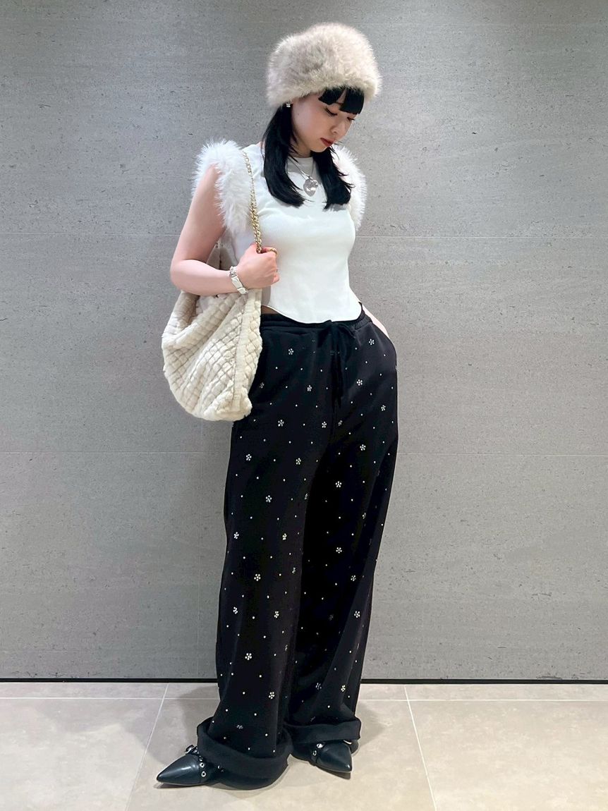 限定カラー】ビジュー付きスウェットパンツ(ロングパンツ