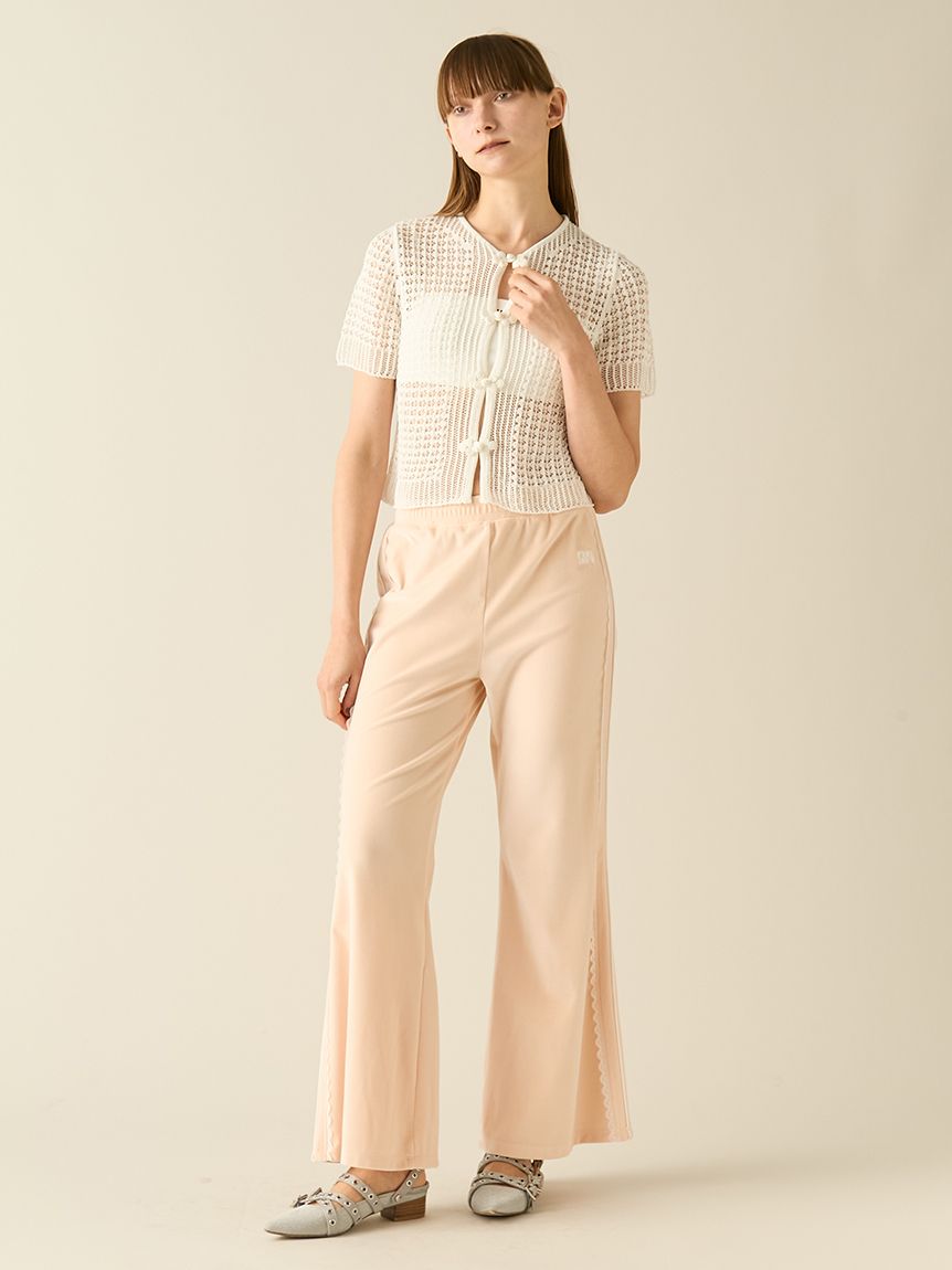 サイドレースベロアトラックパンツ(ロングパンツ)｜ボトムス