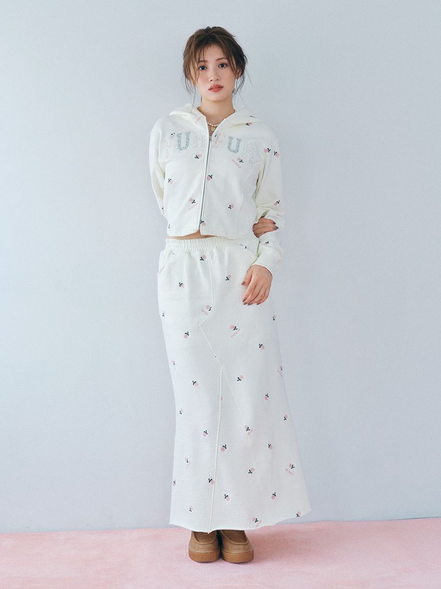 フラワー刺繍スウェットスカート(ロングスカート)｜ボトムス｜FURFUR