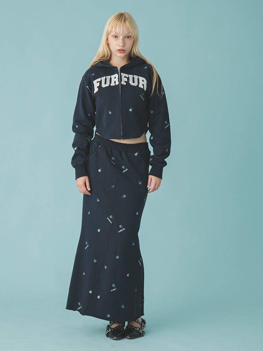 フラワー刺繍スウェットスカート(ロングスカート)｜ボトムス｜FURFUR