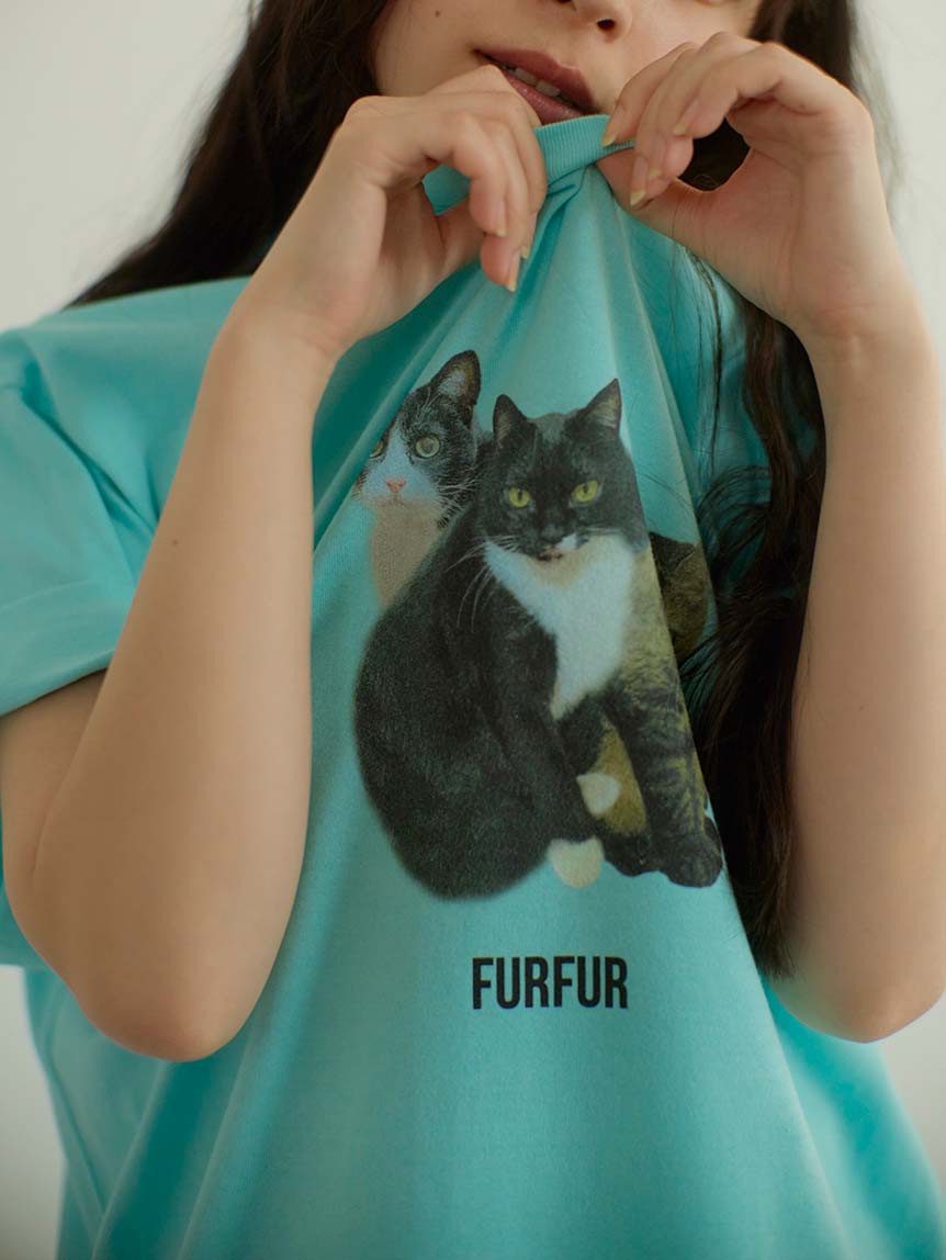 FURFUR×上國料萌衣】トリプルキャットフォトTシャツ(Tシャツ