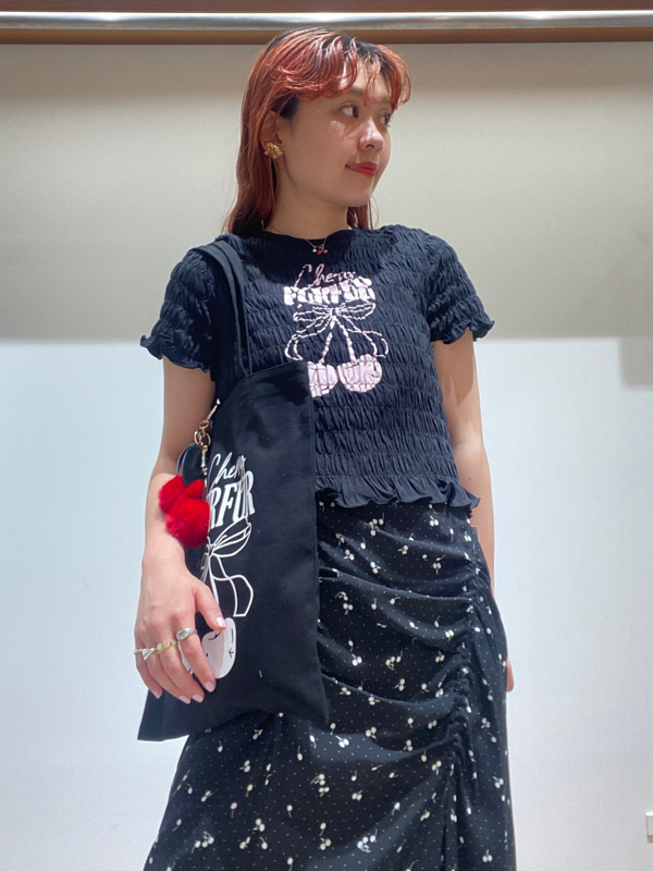 上國料萌衣コラボ】チェリーギャザープルオーバー(Tシャツ