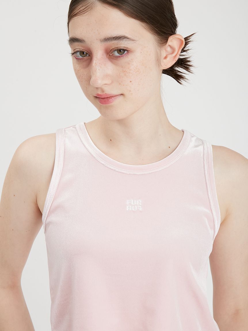 ロゴ刺繍ベロアタンクトップ(Tシャツ/カットソー)|トップス ロゴ刺繍ベロアタンクトップ(Tシャツ/カットソー)|トップス