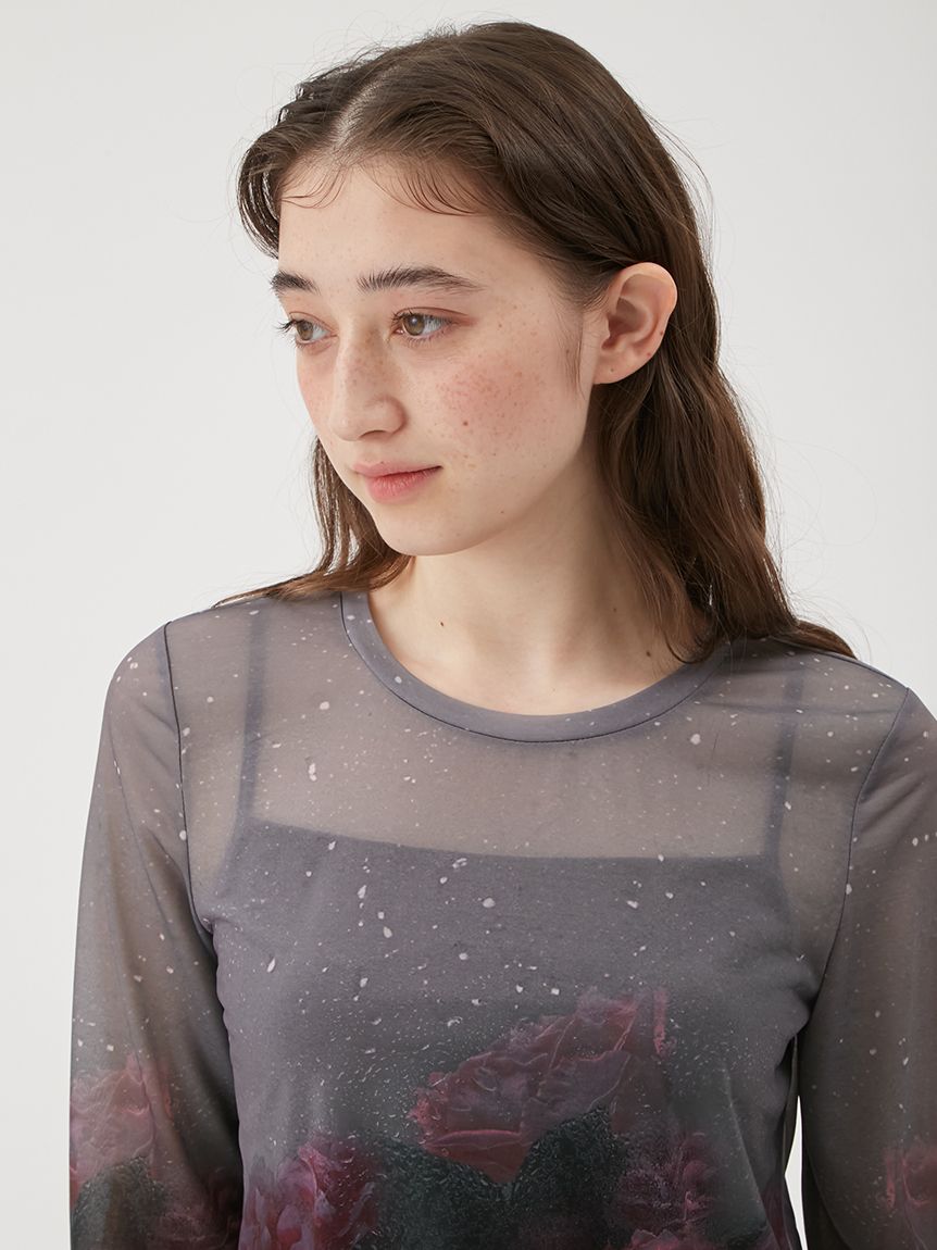 Philly chocolate】フラワーフォトプリントプルオーバー(Tシャツ