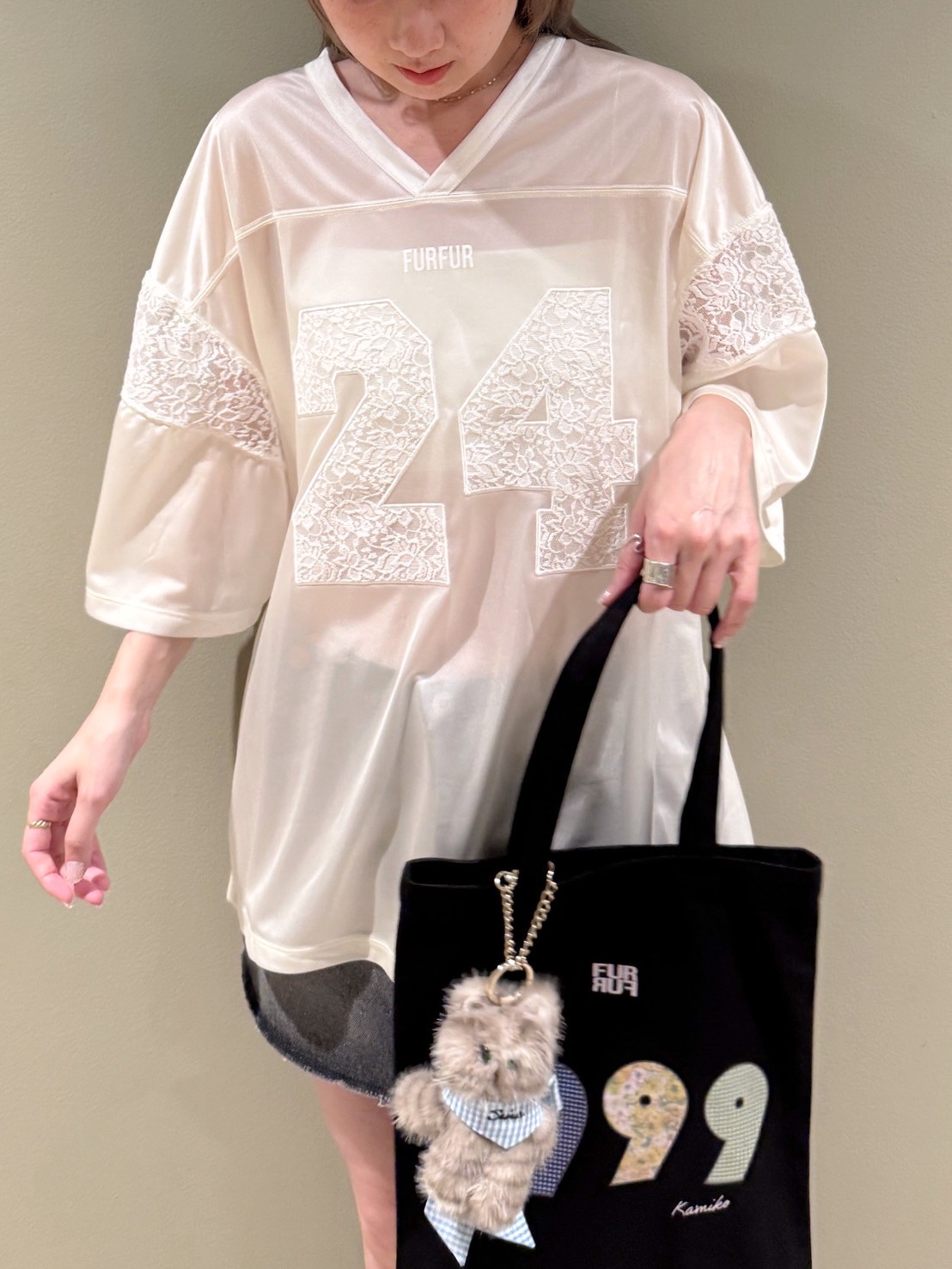 FURFUR（ファーファー）レースナンバーTシャツ 楽天市場】【上國料萌衣コラボ】レースナンバーTシャツ FURFUR