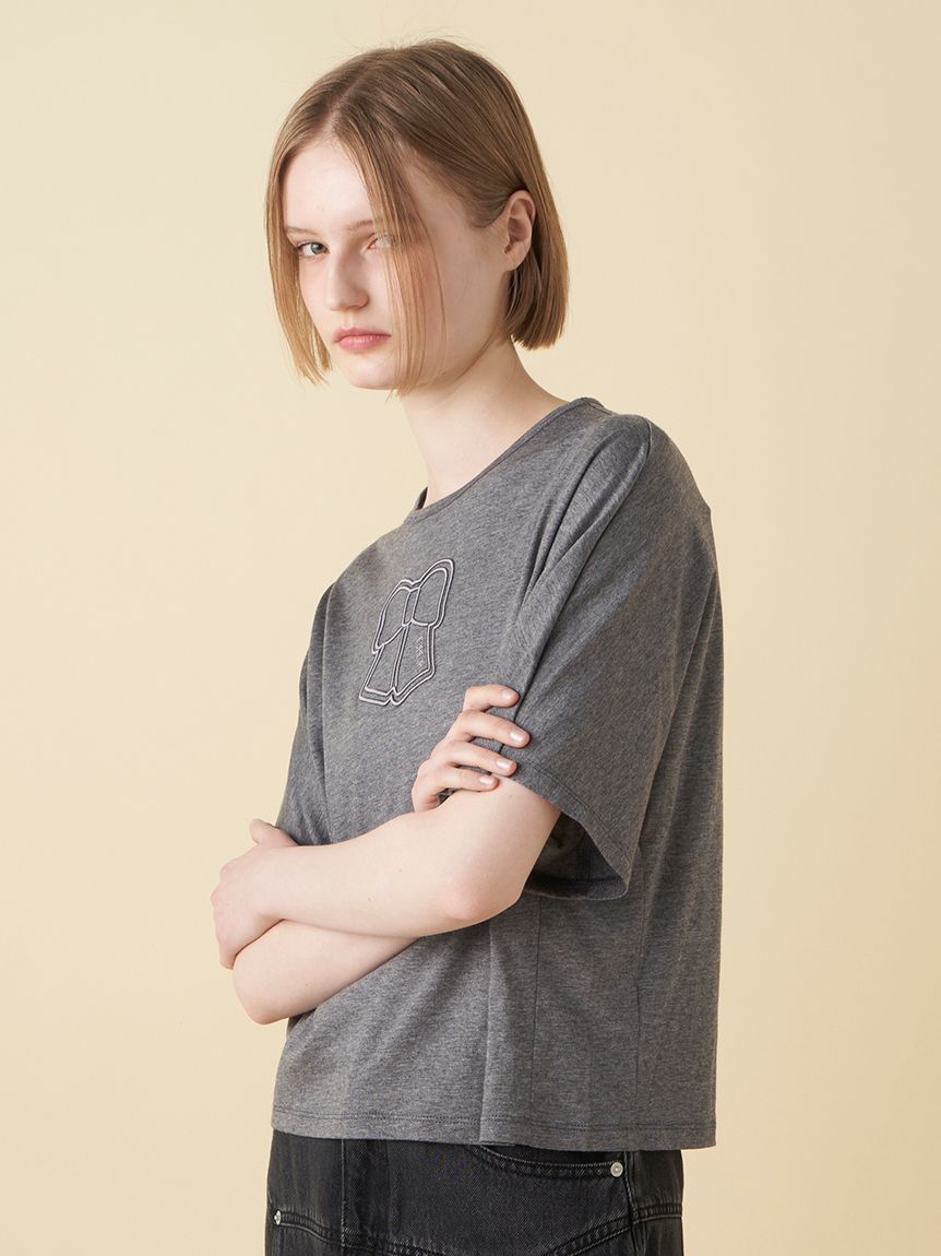 リボンロゴ刺繍ワイドスリーブTシャツ(Tシャツ／カットソー