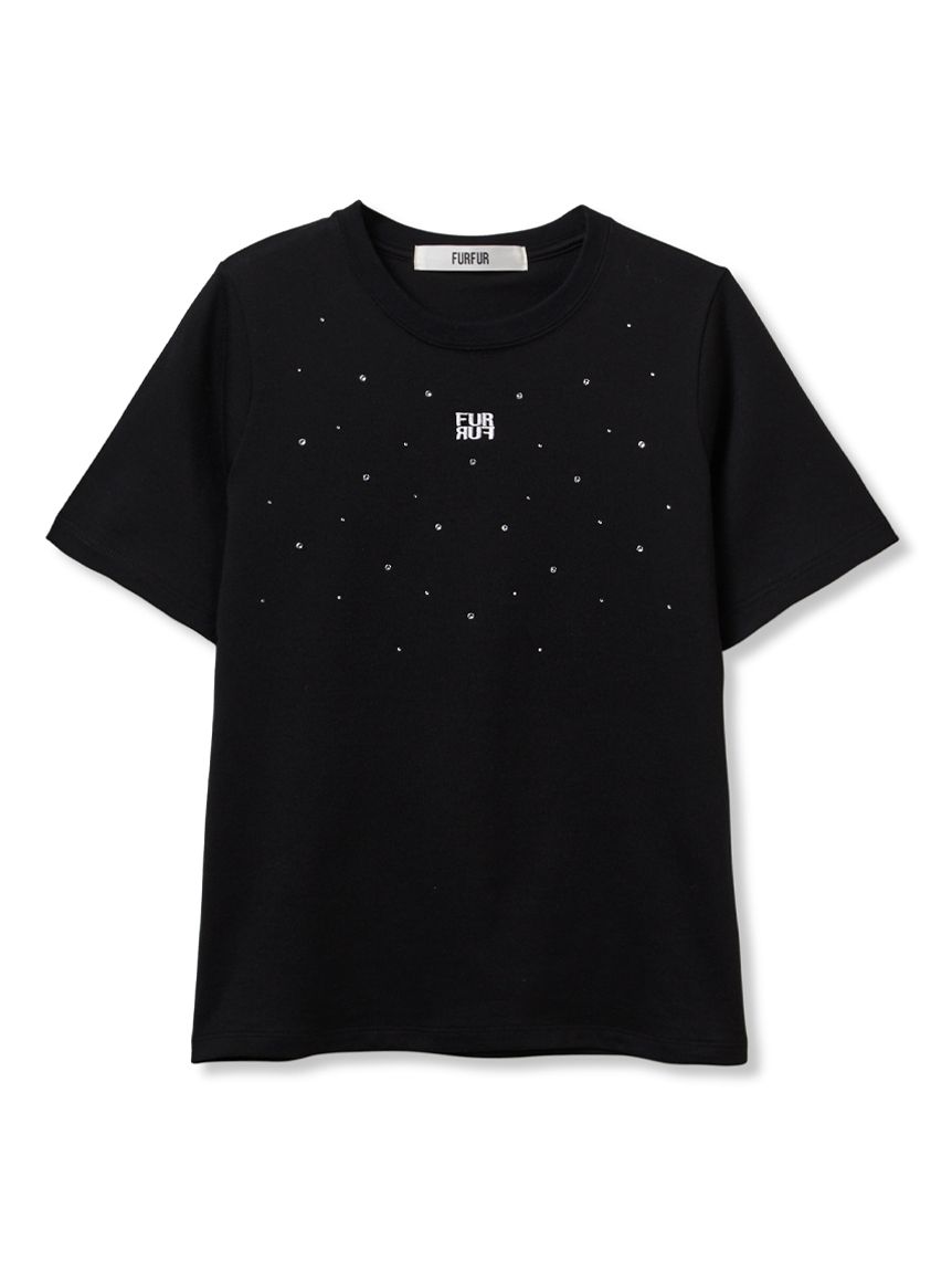 WEB限定】ビジュー付きロゴ刺繍Tシャツ(Tシャツ／カットソー