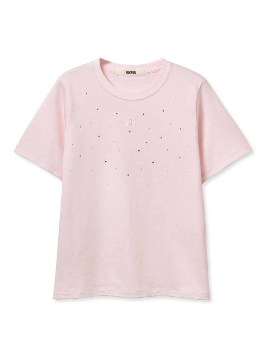 furfur ビジュー付きロゴ刺繍Tシャツ ホワイト FURFUR｜【WEB限定】ビジュー付きロゴ刺繍Tシャツ | Rakuten