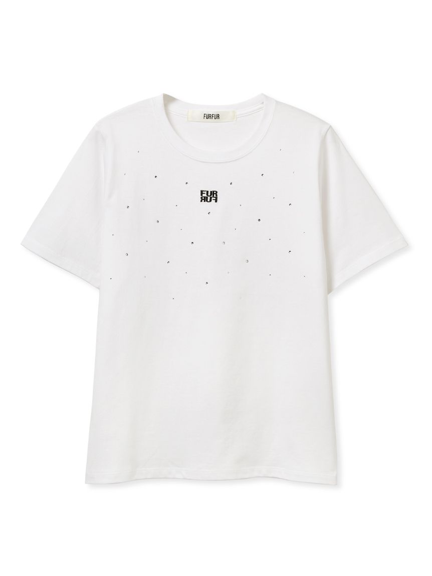 WEB限定】ビジュー付きロゴ刺繍Tシャツ(Tシャツ／カットソー