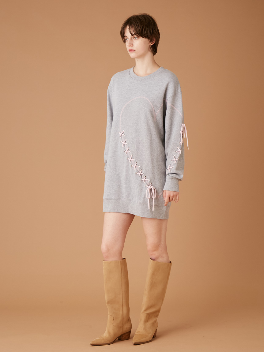 ファーファー FURFUR ハートレースアップスウェットワンピース オフィシャルサイト限定カラー】ハートレースアップスウェット