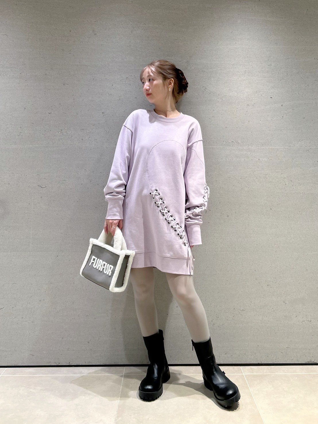 バブルス レースアップスウェットワンピース バブルス レースアップスウェットワンピース M BUBBLES】レース