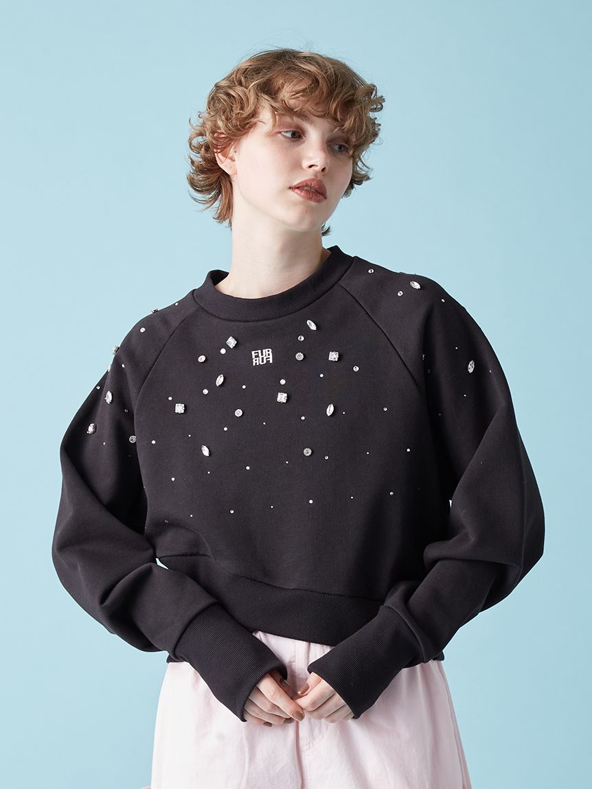 ファーファー FURFUR ビジュー付きロゴ刺繍スウェット ピンク未着用 FURFUR｜ビジュー付きロゴ刺繍スウェット | Rakuten Fashion