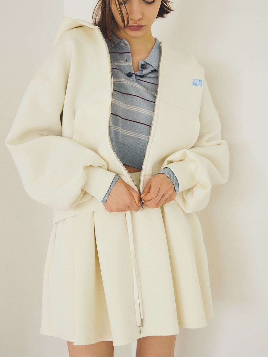 FURFUR（ファーファー）ロゴ刺繍ジップアップフーディー　アイボリー WEB・一部店舗限定カラー】ロゴ刺繍ジップアップフーディー(Tシャツ