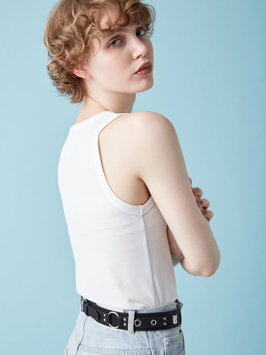 ★新品タグ付き★プリーツプリーズタンクトップ　ディープブルー AZUL BY MOUSSY | T/Fクリーンクールフレアハーフスリーブトップス (T