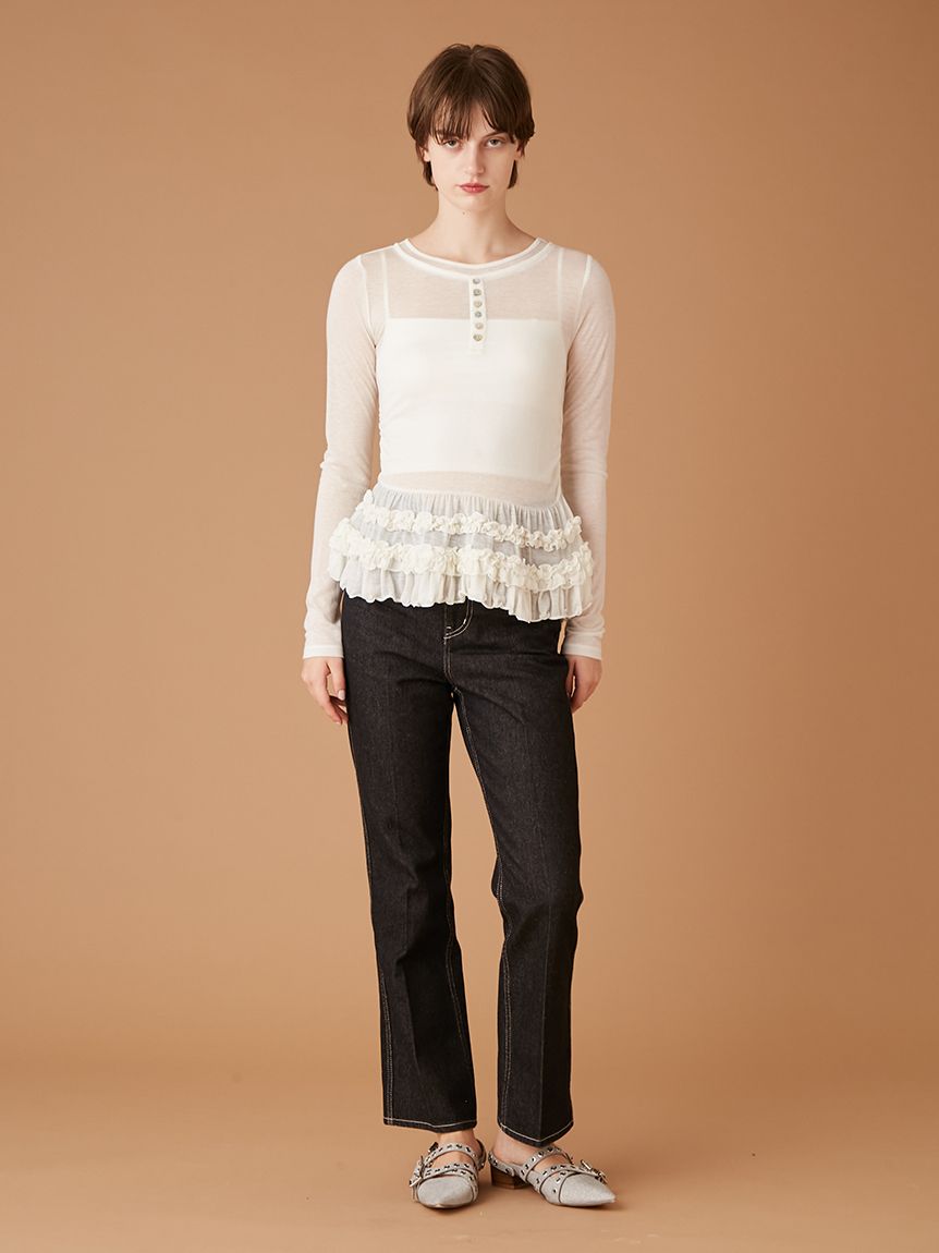 トップス s124 裾フリルジャージートップス(Tシャツ／カットソー)｜トップス｜FURFUR