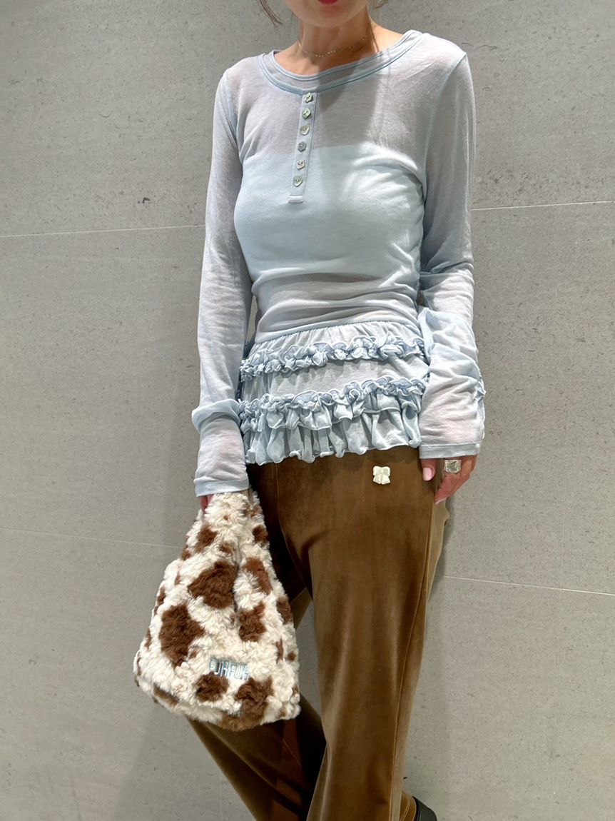 裾フリルジャージートップス(Tシャツ／カットソー)｜トップス｜FURFUR