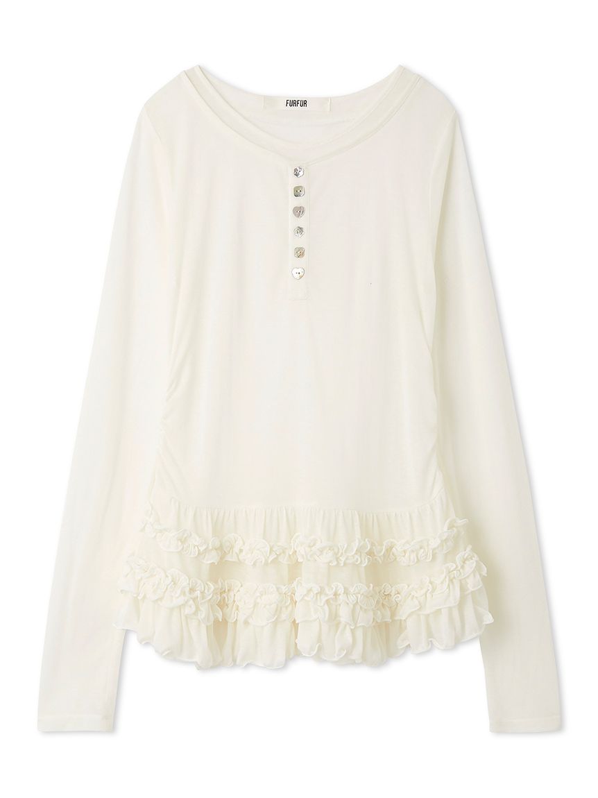 裾フリルジャージートップス(Tシャツ／カットソー)｜トップス｜FURFUR