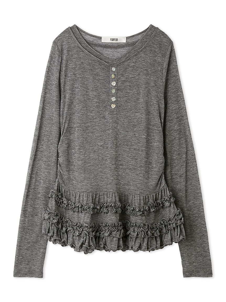 裾フリルジャージートップス(Tシャツ／カットソー)｜トップス｜FURFUR