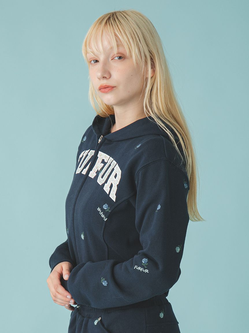 フラワー刺繍ジップアップフーディー(スウェット)｜トップス｜FURFUR