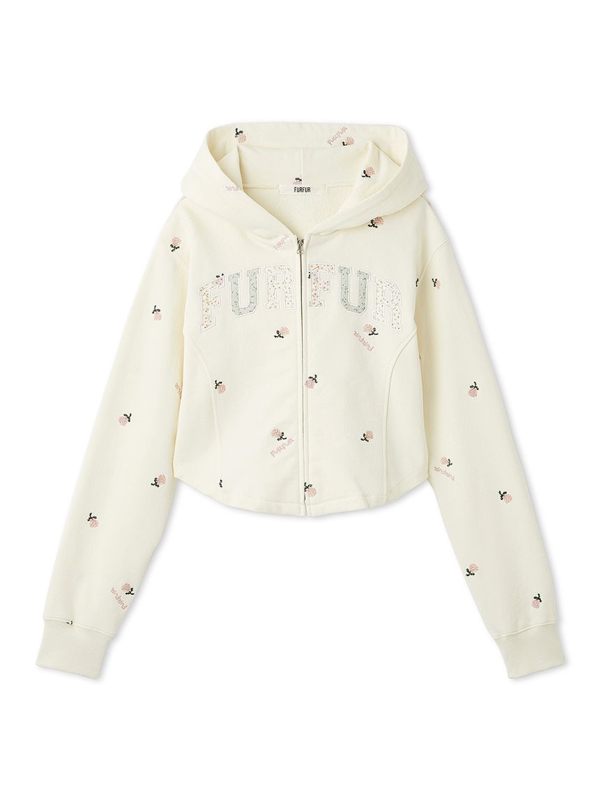 フラワー刺繍ジップアップフーディー(スウェット)｜トップス｜FURFUR