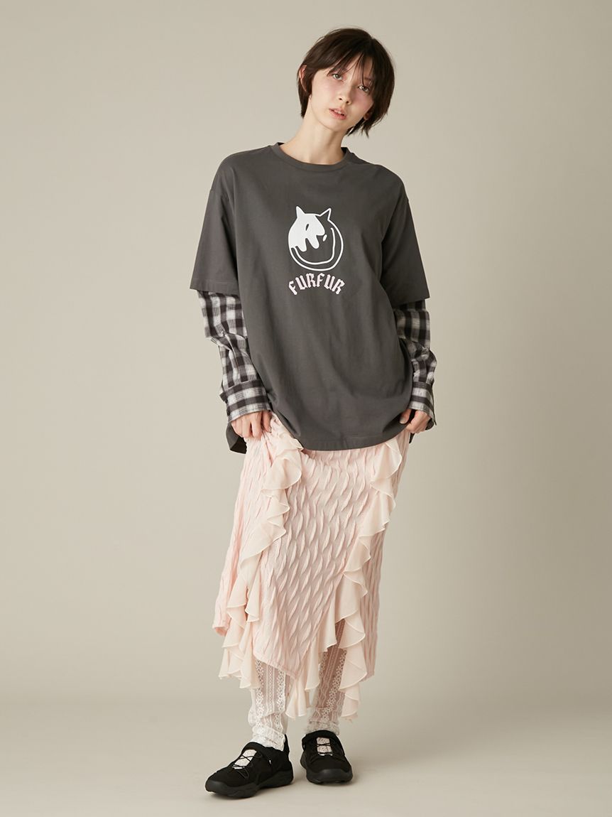 t出品 フェイクレイヤードキャットTシャツ(Tシャツ／カットソー)｜トップス