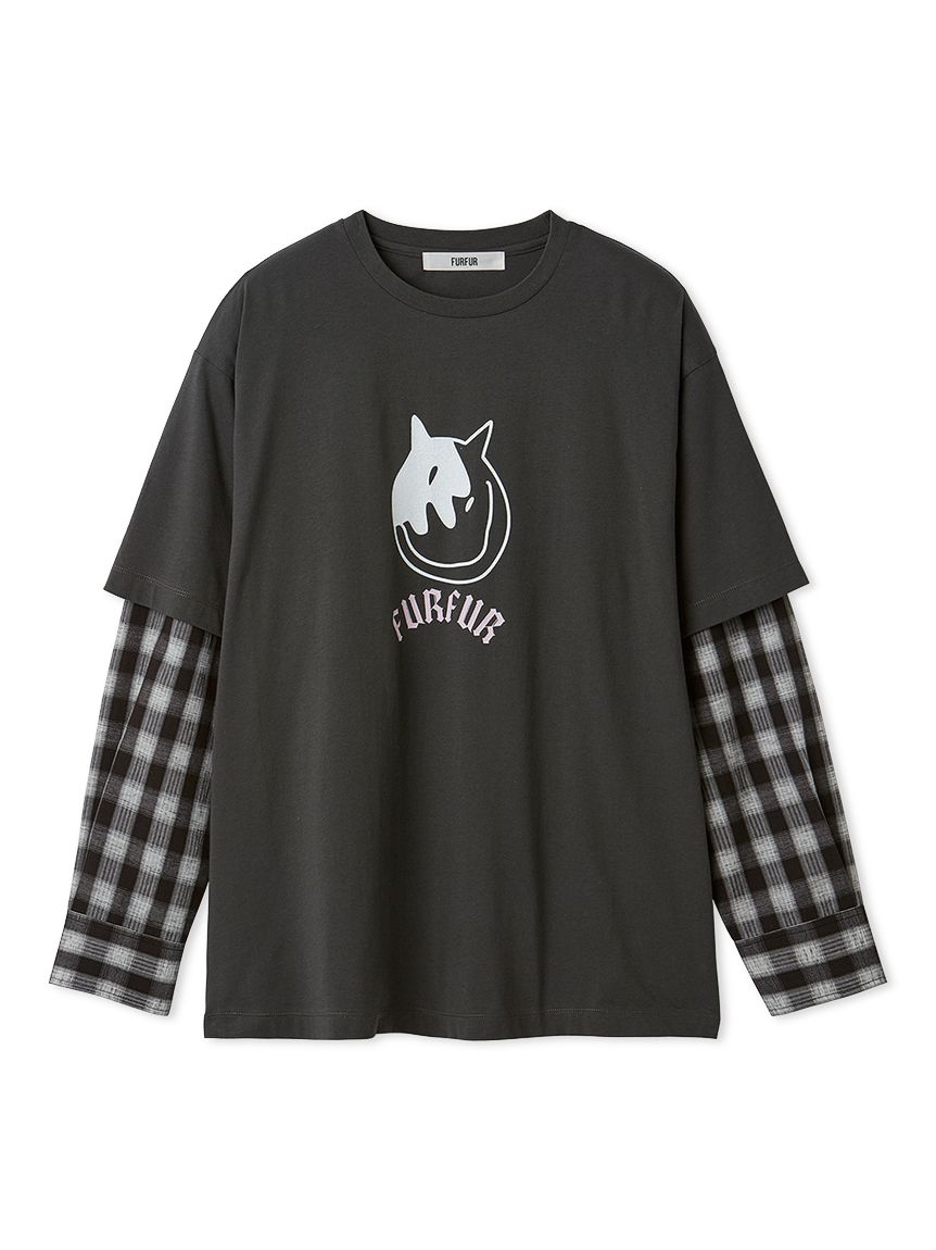 フェイクレイヤードキャットTシャツ(Tシャツ／カットソー)｜トップス