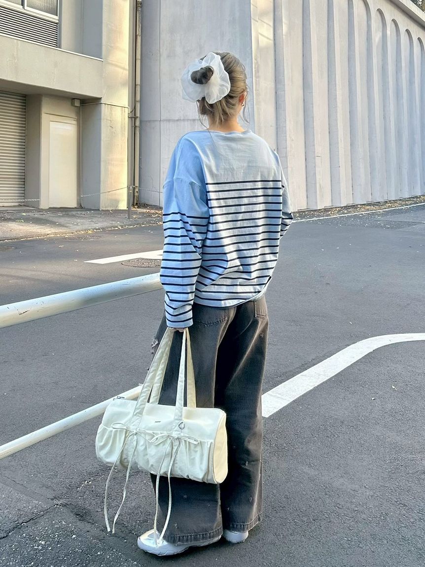 ーティーファイブアール　8番天竺の908バスクTシャツ　赤x白 ーティーファイブアール 8番天竺の908バスクTシャツ 赤x白