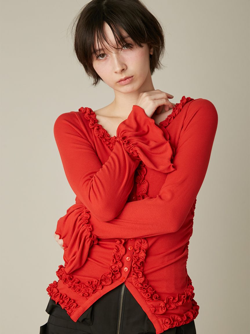 WEB限定カラー】フリルカーディガン(Tシャツ／カットソー)｜トップス