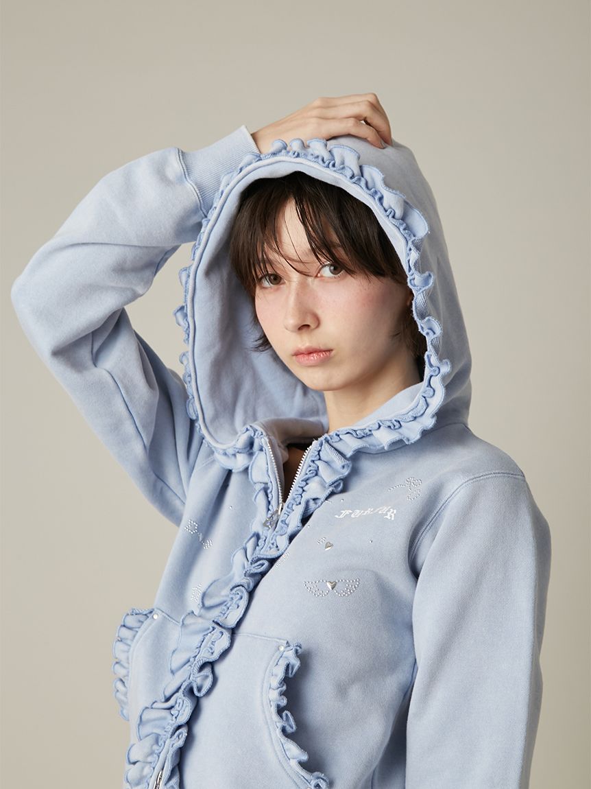 M'S GRACY フリルパーカー38 アイボリー　ハートブローチ付き ハートモチーフフリルパーカー(スウェット)｜トップス｜FURFUR（ファー