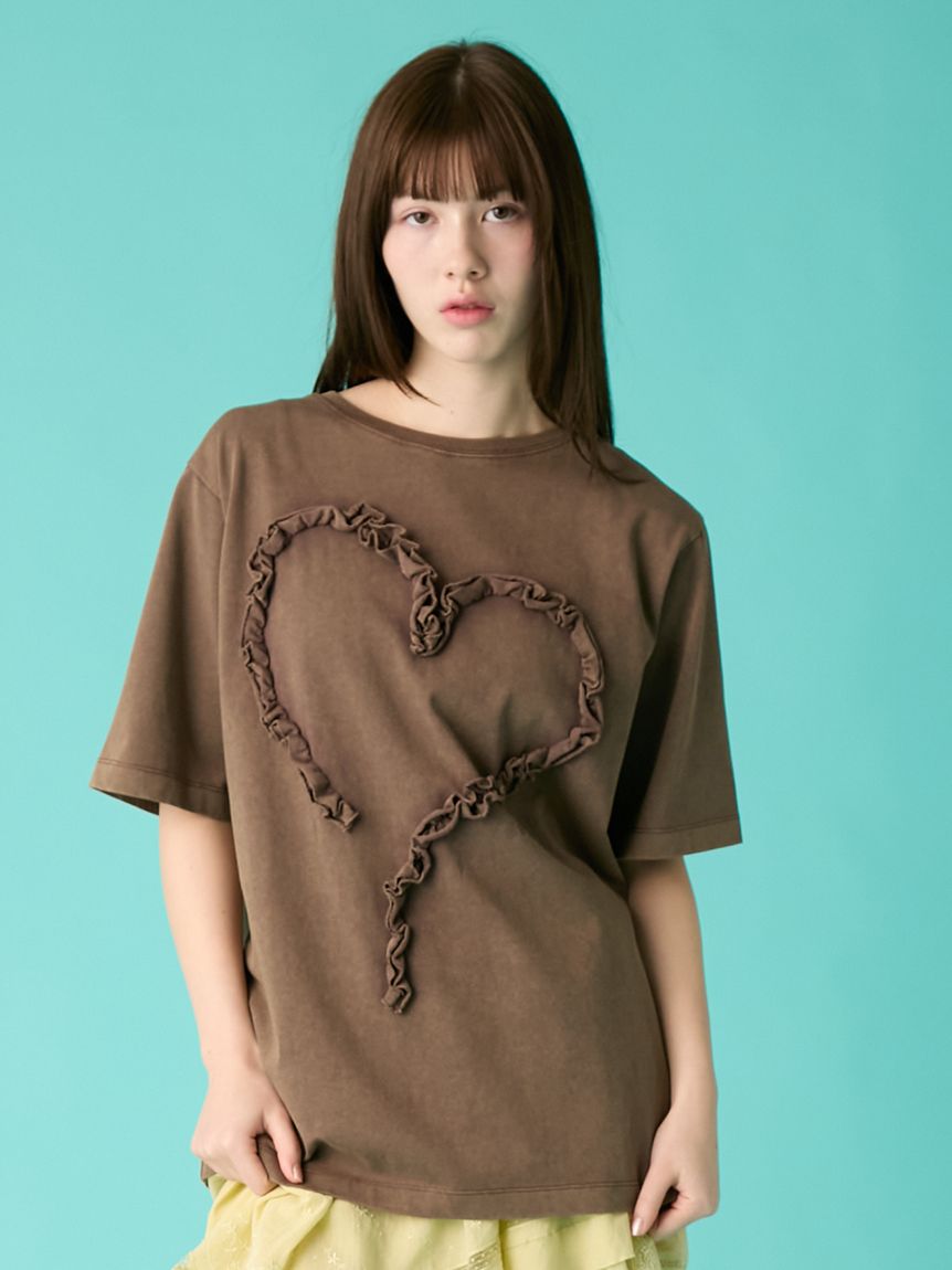 フリルハートモチーフTシャツ(Tシャツ／カットソー)｜トップス｜FURFUR