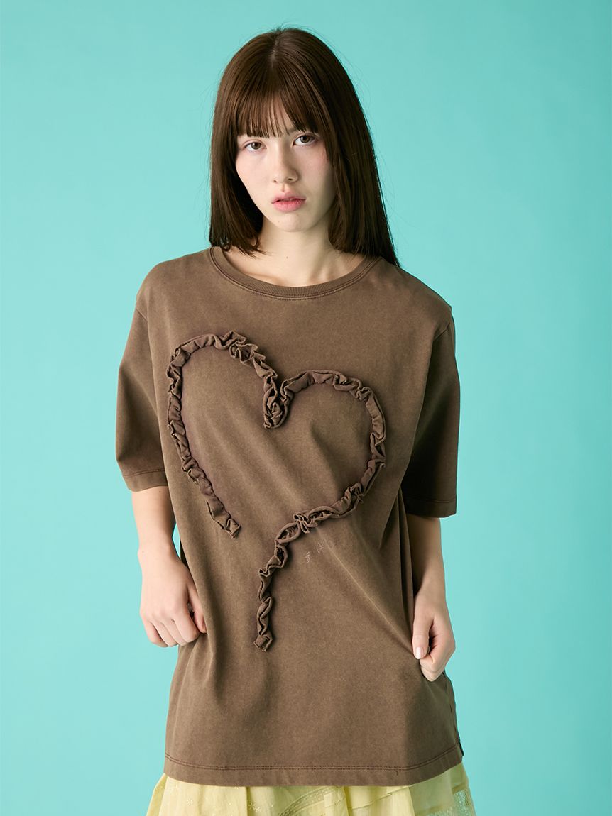 フリルハートモチーフTシャツ(Tシャツ／カットソー)｜トップス｜FURFUR