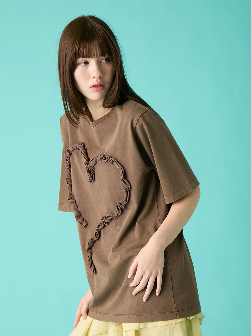 フリルハートモチーフTシャツ(Tシャツ／カットソー)｜トップス｜FURFUR