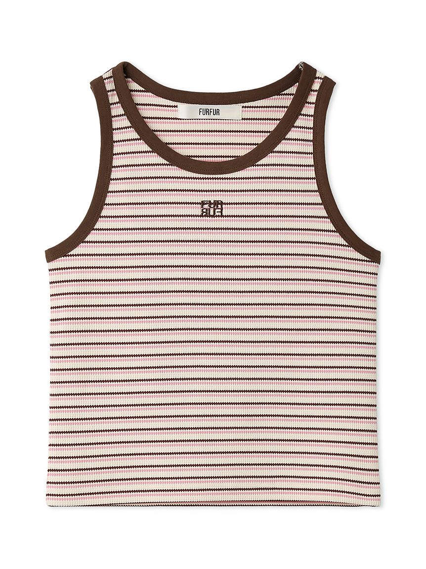 ロゴ刺繍ボーダータンクトップ(Tシャツ／カットソー)｜トップス