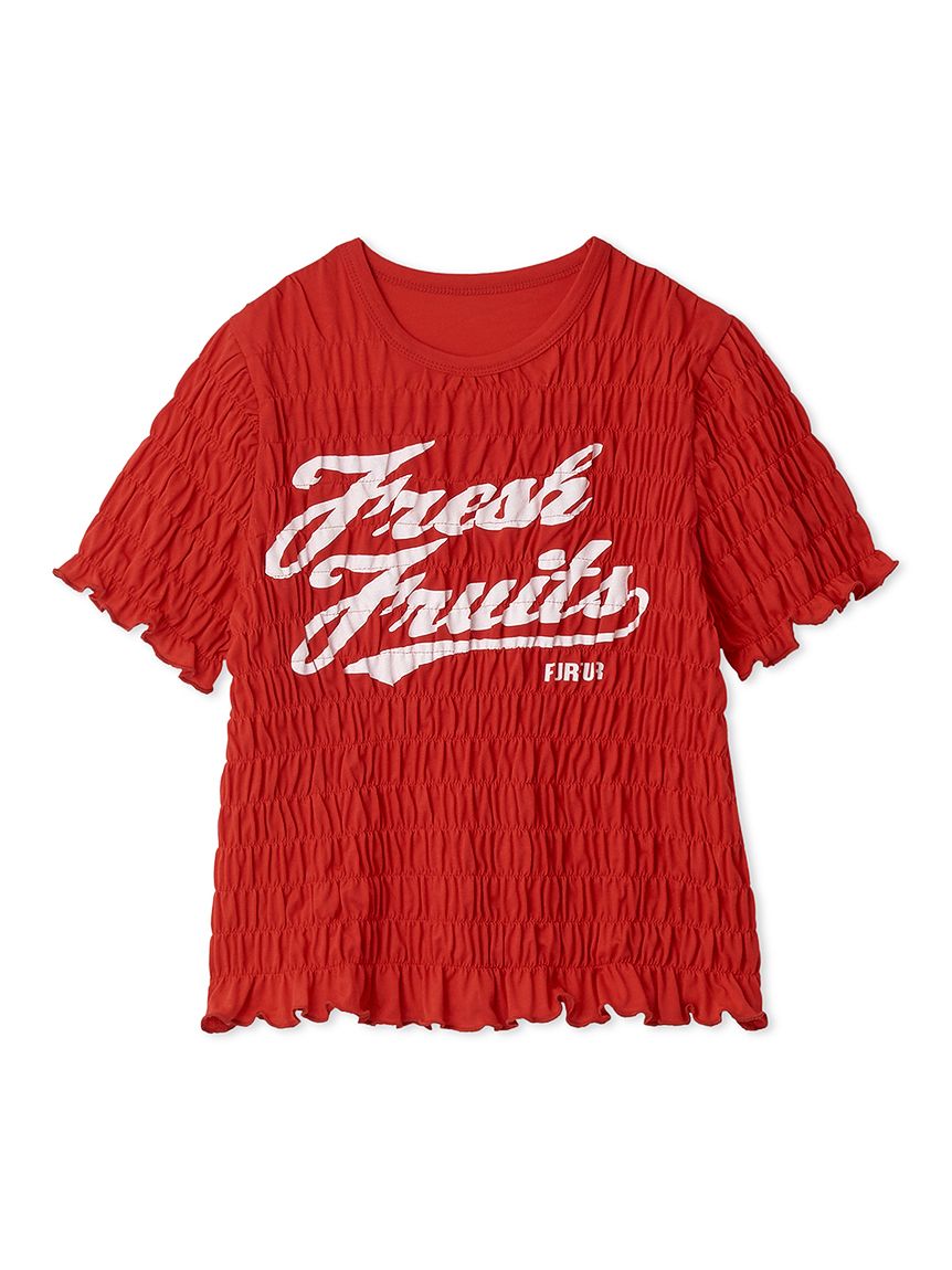 フルーツモチーフシャーリングTシャツ(Tシャツ／カットソー)｜トップス