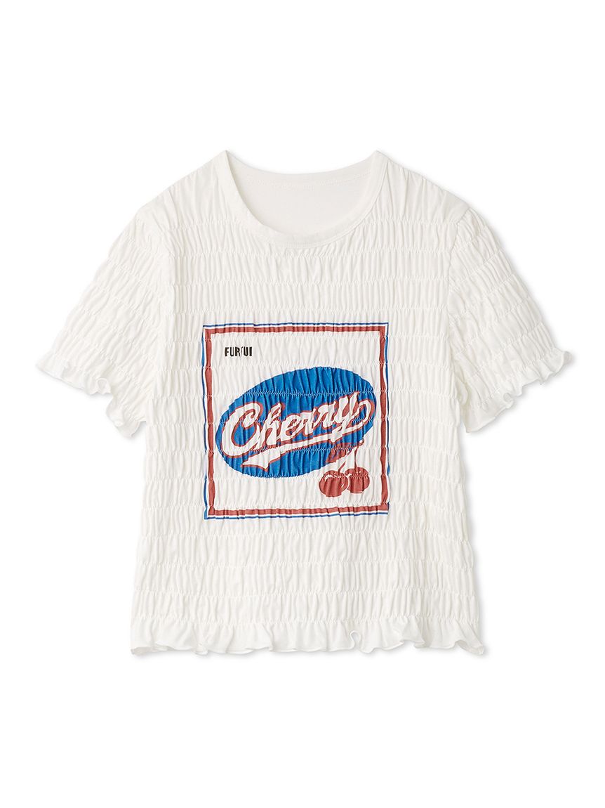 フルーツモチーフシャーリングTシャツ(Tシャツ/カットソー)|トップス フルーツモチーフシャーリングTシャツ(Tシャツ/カットソー)|トップス