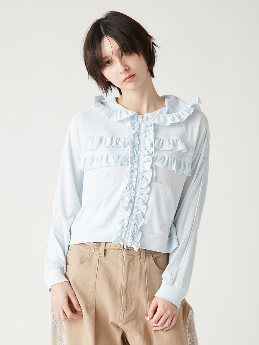 LUMISHADE】UVカットフリルパーカー〈接触冷感〉(Tシャツ／カットソー