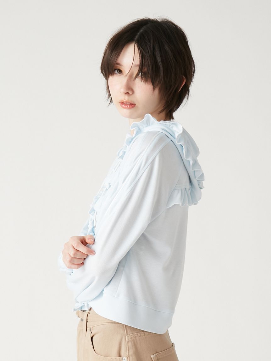 LUMISHADE】UVカットフリルパーカー〈接触冷感〉(Tシャツ／カットソー
