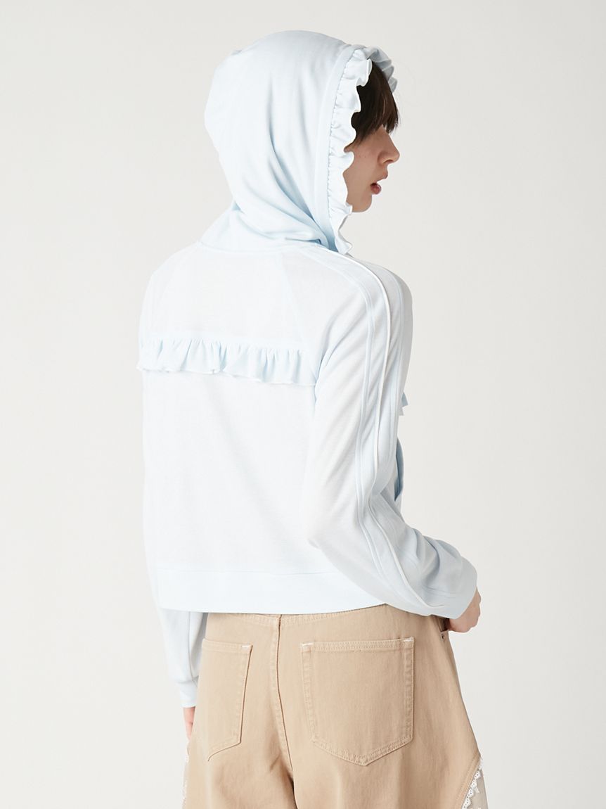 LUMISHADE】UVカットフリルパーカー〈接触冷感〉(Tシャツ／カットソー