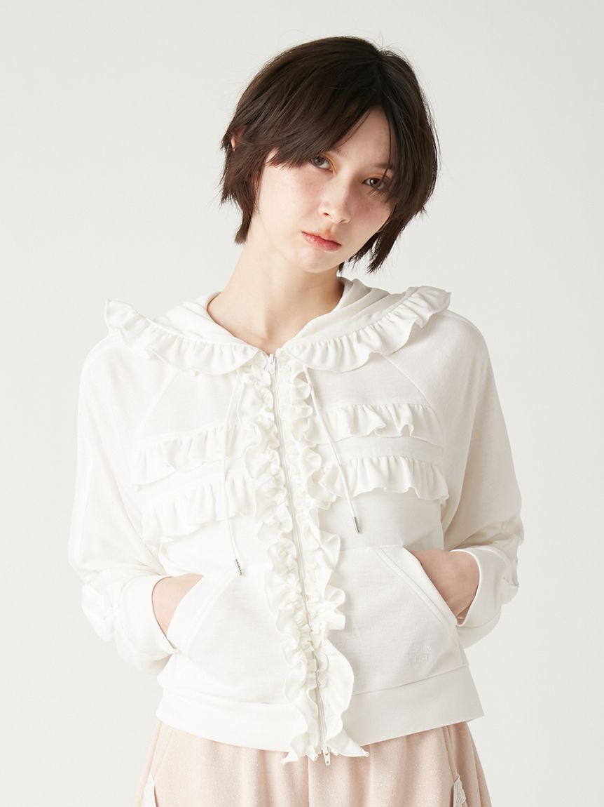 LUMISHADE】UVカットフリルパーカー〈接触冷感〉(Tシャツ／カットソー