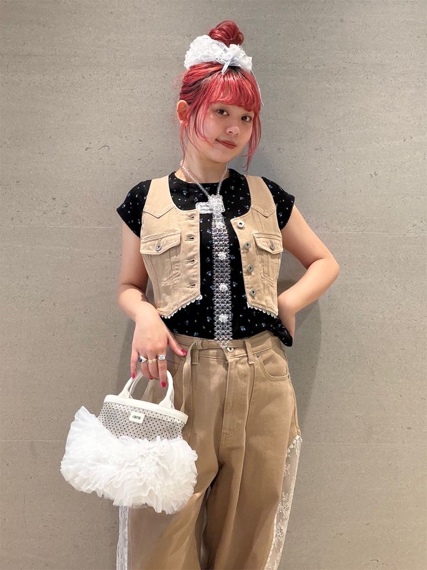 WEB限定カラー】レースワッペンコンパクトTシャツ(Tシャツ／カットソー