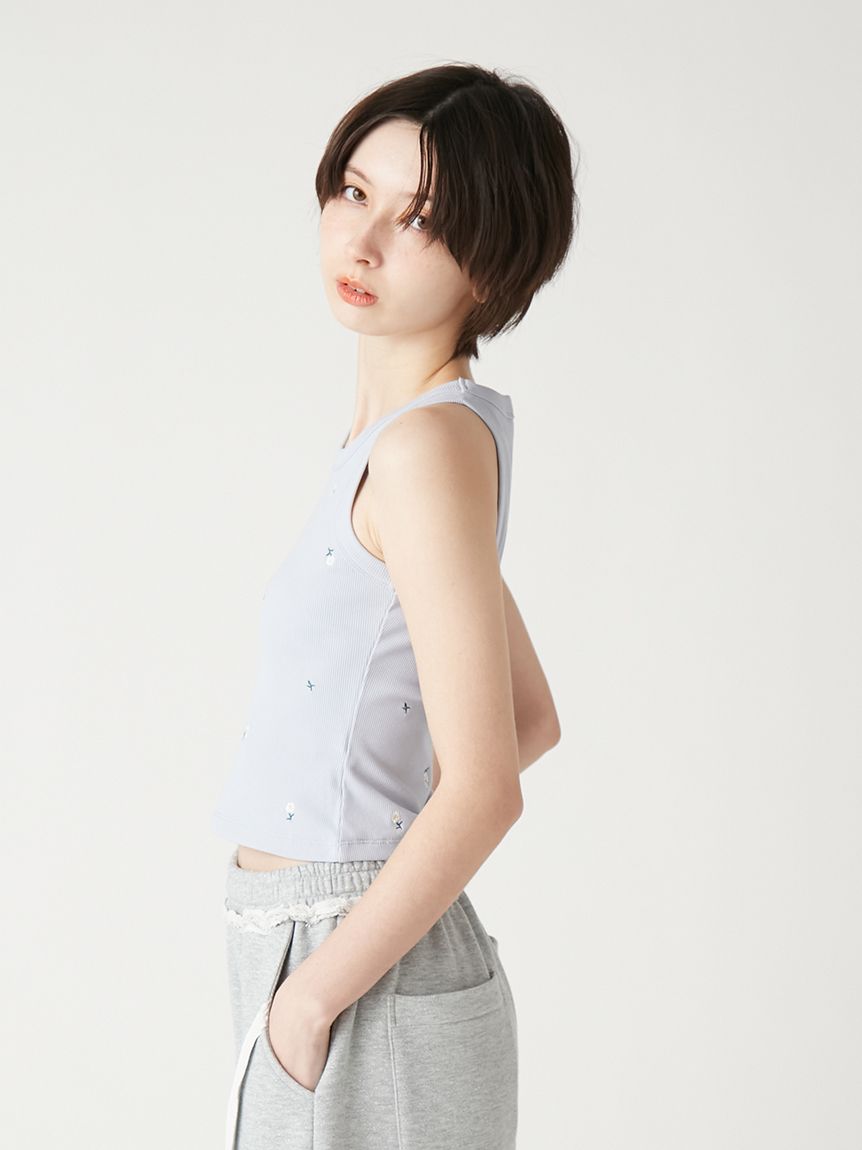 フラワー刺繍タンクトップ(Tシャツ／カットソー)｜トップス｜FURFUR