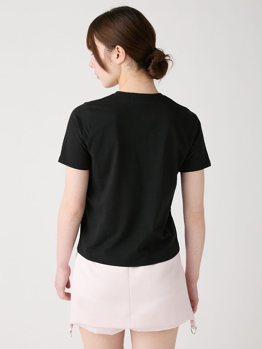 ラインストーンロゴ刺繍Tシャツ(Tシャツ／カットソー)｜トップス