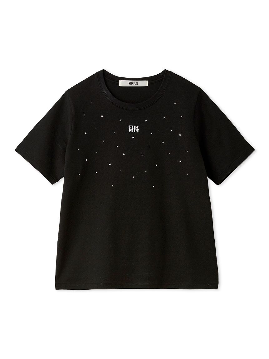 ラインストーンロゴ刺繍Tシャツ(Tシャツ／カットソー)｜トップス