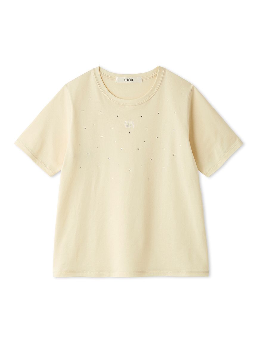 ラインストーンロゴ刺繍Tシャツ(Tシャツ／カットソー)｜トップス