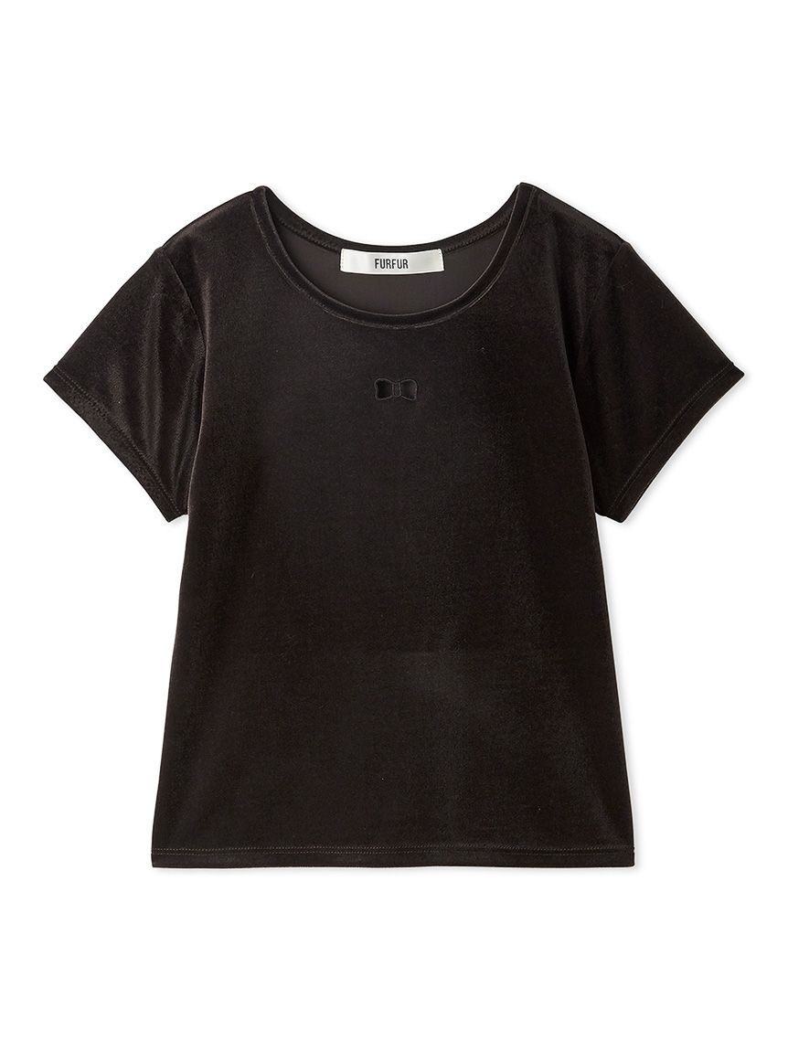 ベロアカットワークリボン刺繍Tシャツ(Tシャツ・カットソー)｜TOPS