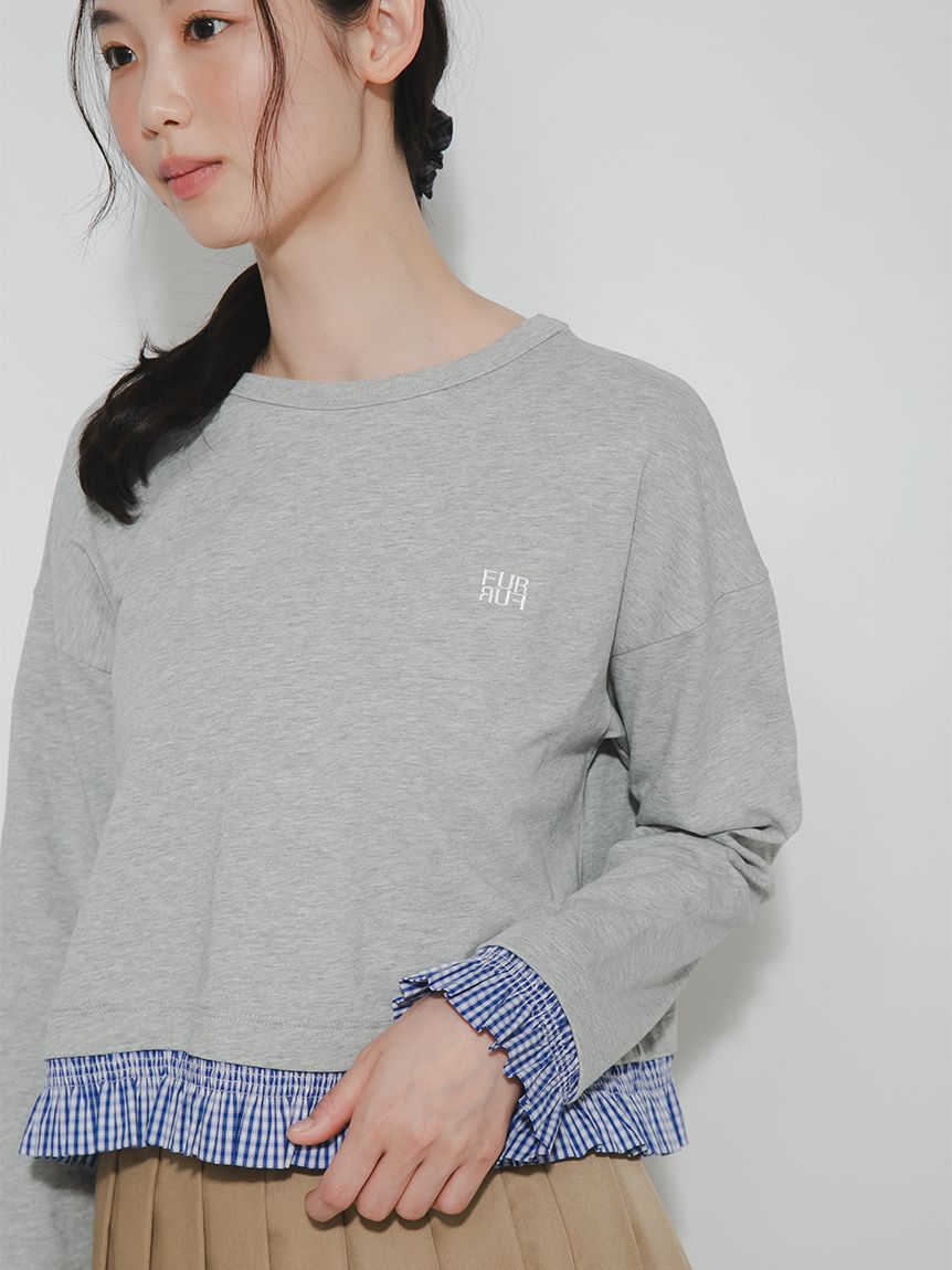 レイヤードライクフリルロングスリーブTシャツ(Tシャツ・カットソー