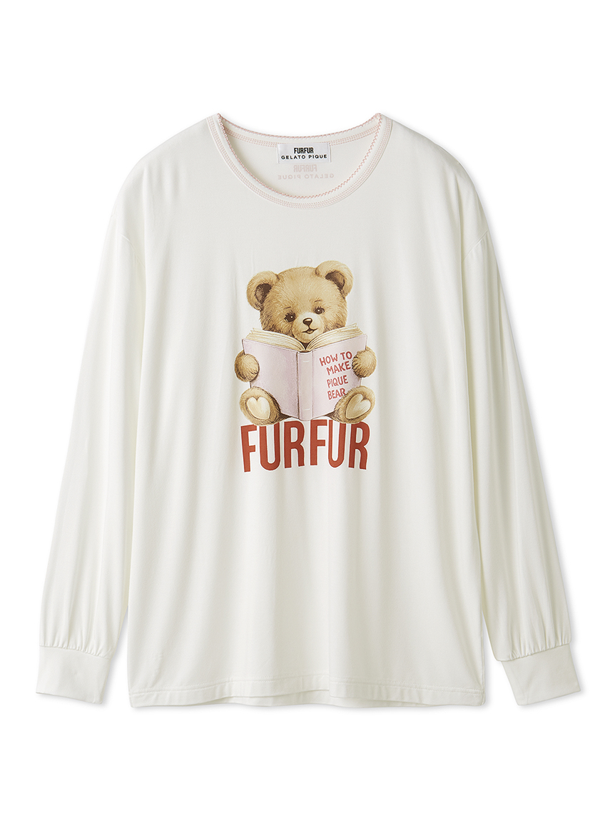 フェラーリ クルーネック 長袖 スウェット トレーナー L 白 ロンT FURFUR×gelato pique】ベアプリントロングスリーブTシャツ(Tシャツ